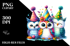 Vibrant Owl with Party Hat | Clipart Product Image 2