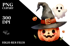 Funny Halloween Clipart with Hat and Spider PNG Product Image 2