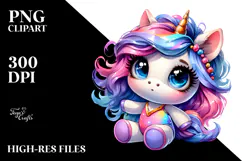 Cool Haircut Unicorn, Cheerful PNG Product Image 2