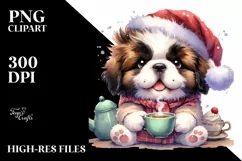 Crazy Baby Saint Bernard with Tea Cup PNG Product Image 3