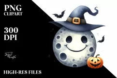Funny Watercolor Halloween Sticker | Clipart Product Image 1