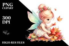 Colorful Baby Fairy with Autumn Leaves Product Image 1