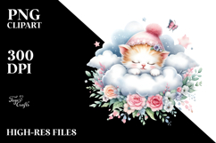 Sleeping Kitten Floral Clipart Product Image 2