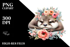 Digital Watercolor Baby Otter with Big Eyes, High-Res PNG Product Image 2