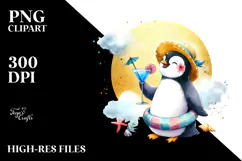 Funky Penguin in Beachwear, Transparent PNG Product Image 2