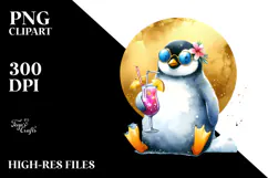 Funky Penguin in Beachwear, Transparent PNG Product Image 2