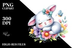 Cute Baby Bunny Sleeping Clipart Product Image 3