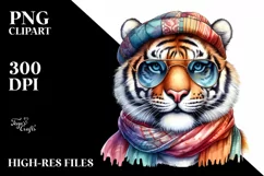 Funny Tiger Portrait with Scarf | Clipart Product Image 3