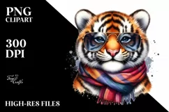 Funny Tiger Portrait with Scarf | Clipart Product Image 3