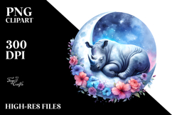 Rhino Moon Flowers Clipart Product Image 2