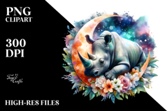 Rhino Moon Flowers Clipart Product Image 2
