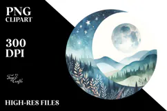 Very Simple Whimsical Half Moon, High-Res PNG Product Image 2