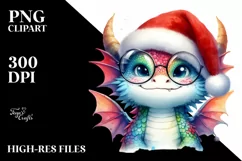 Dumb Baby Dragon with Santa Hat PNG Product Image 2