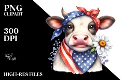 Happy Cow Portrait Sublimation Clipart Product Image 1