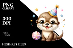 Energetic Otter with Cool Haircut PNG Product Image 2