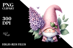 Cute Gnome with Lilac Poket PNG Product Image 2