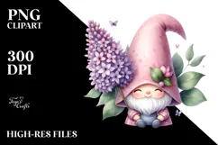 Cute Gnome with Lilac Poket PNG Product Image 2