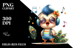 Energetic Peacock in Summer Clothes PNG Product Image 2