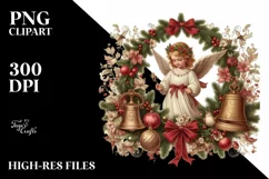 Christmas Angel Vintage Digital Painting Product Image 1