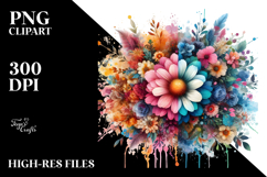 Colorful Flower Painting Sublimation PNG Product Image 2
