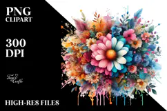 Colorful Flower Painting Sublimation PNG Product Image 2