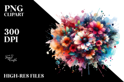 Colorful Flower Painting, Grungy PNG Product Image 2