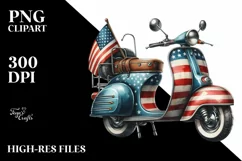 Vintage USA Flag Colors Scooter | Clipart Product Image 1