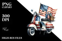 Vintage USA Flag Colors Scooter | Clipart Product Image 3