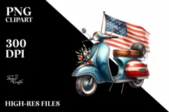 Vintage USA Flag Colors Scooter | Clipart Product Image 3