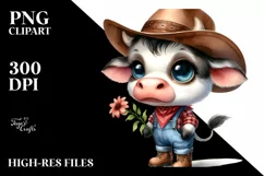 Watercolor Baby Cow Hat Clipart Product Image 1
