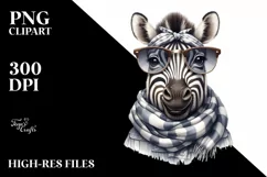 Detailed Zebra Portrait with Scarf | Clipart Product Image 3