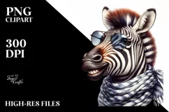 Detailed Zebra Portrait with Scarf | Clipart Product Image 1