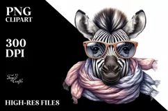 Detailed Zebra Portrait with Scarf | Clipart Product Image 1
