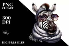 Detailed Zebra Portrait with Scarf | Clipart Product Image 3