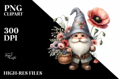 Cute Gnome Poppy Bouquet | Sublimation | Clipart Product Image 3