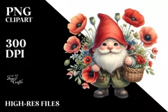 Cute Gnome Poppy Bouquet | Sublimation | Clipart Product Image 3