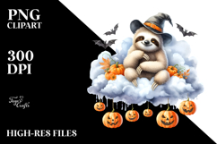 Halloween Sloth Cloud Design, Transparent PNG Product Image 2