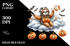 Sloth Halloween Cloud Design, Transparent PNG Product Image 2