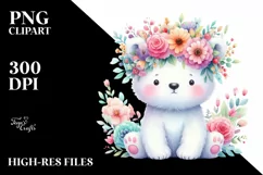 Watercolor Polar Bear Portrait, Transparent PNG Product Image 1