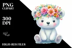 Watercolor Polar Bear Portrait, Transparent PNG Product Image 3