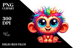 Colorful Crazy Baby Monkey, Transparent PNG Product Image 1