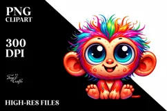Colorful Crazy Baby Monkey, Transparent PNG Product Image 1