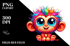 Colorful Crazy Baby Monkey, Transparent PNG Product Image 2