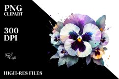 Glossy Pansy Splash | Sublimation Clipart Product Image 1