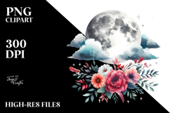 Vibrant Boho Moon with Flowers | Clipart Product Image 2