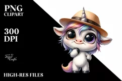 Watercolor Unicorn Big Eyes Hat Goofy Smile Product Image 1