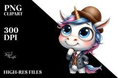 Watercolor Baby Unicorn Goofy Smile Clipart Product Image 3