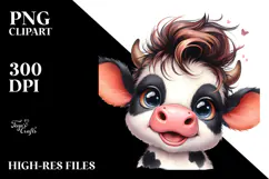 Happy Baby Cow with Sunglasses PNG Product Image 2