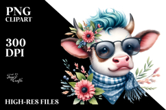 Funny Baby Cow with Funny Hair PNG Product Image 2