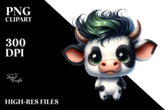 Funny Baby Cow with Funny Hair PNG Product Image 2